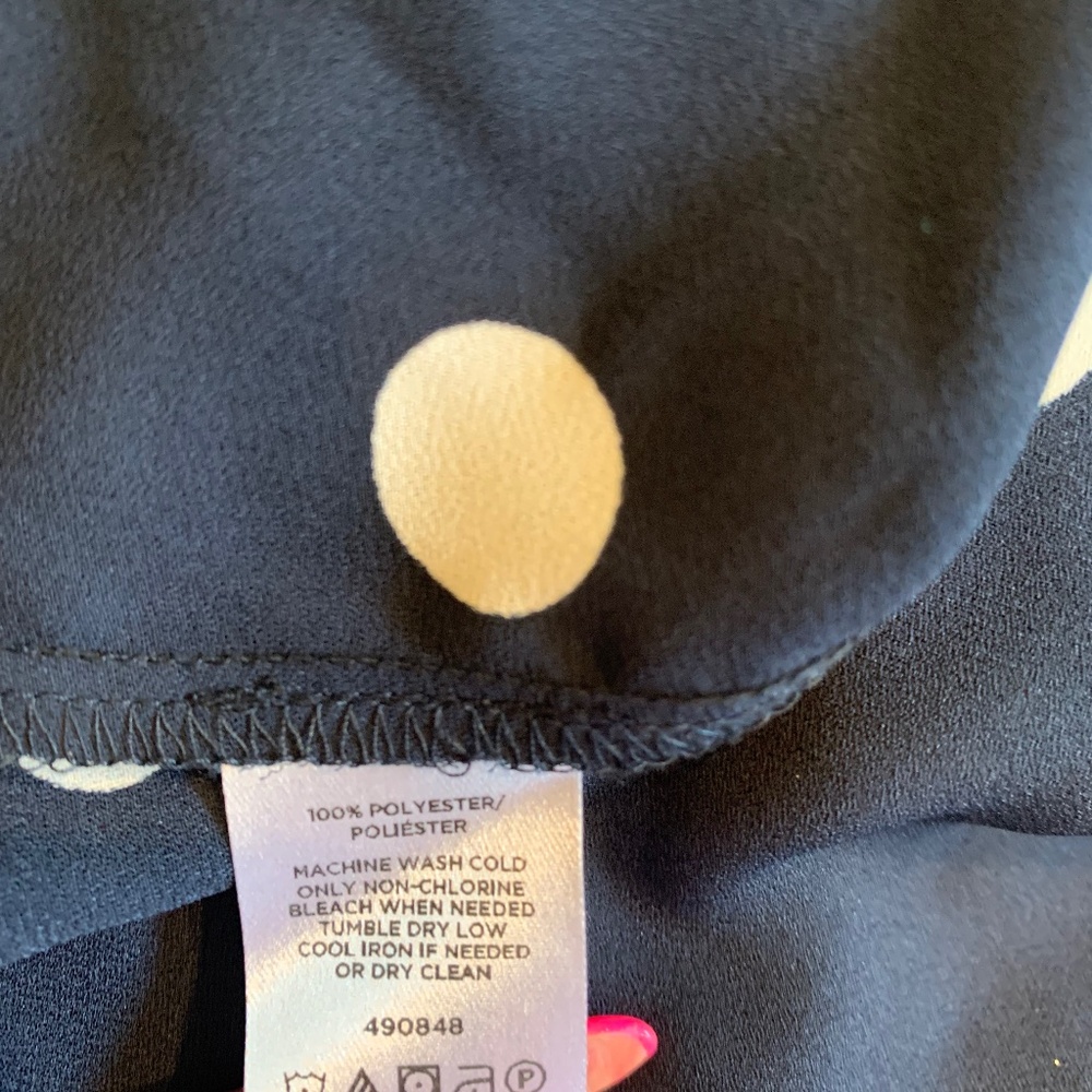 Loft Petites Navy Blue/White Polka Dot Blouse sz PS - Picture 5 of 5